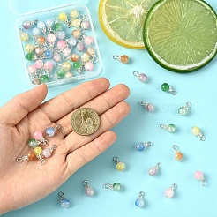 60Pcs 6 Colors Imitation Jade Glass Pendants&nbsp;PALLOY-YW00069