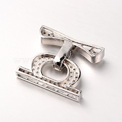 Brass Micro Pave Cubic Zirconia Fold Over Clasps&nbsp;ZIRC-M045-M-RS