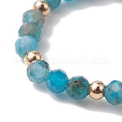 Natural Lapis Lazuli/Apatite with Glass Braided Beaded Finger Rings&nbsp;RJEW-JR00670