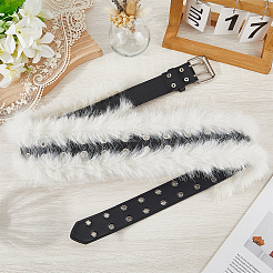 Black Imitation Leather Faux Fur Chain Belts for Women&nbsp;AJEW-WH20006-388A-01