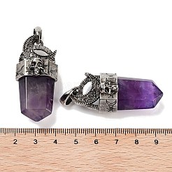 Natural Amethyst Faceted Sword Pendants&nbsp;G-Q163-01AS-07