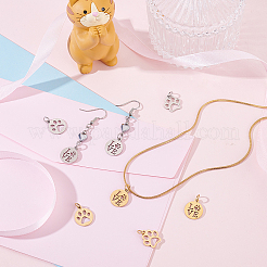24Pcs 6 Styles Dog Paw Print Shape Stainless Steel Pendants&nbsp;FIND-GA0007-25