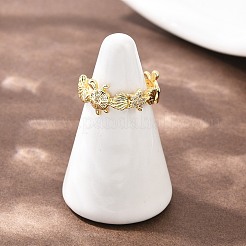 Brass Micro Pave Clear Cubic Zirconia Cuff Rings for Women&nbsp;RJEW-A088-04G