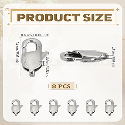 8Pcs 304 Stainless Steel Lobster Claw Clasps&nbsp;STAS-LP0005-15