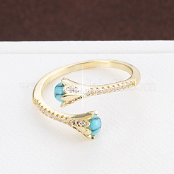 Brass Micro Pave Cubic Zirconia Cuff Open Rings&nbsp;WG05E03-01