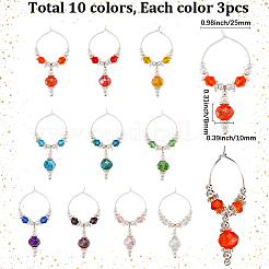 30Pcs 10 Colors Glass Bead Wine Glass Charms&nbsp;AJEW-SC00048