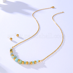 Natural Flower Amazonite Chips Pendant Necklace & Round Ball Stud Earrings&nbsp;RE2952-1