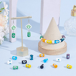32Pcs 8 Colors Handmade Evil Eye Lampwork Beads&nbsp;LAMP-NB0002-13