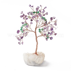 Natural Gemstone with Pearl Beads and Natural Quartz Crystal Pedestal Display Decorations&nbsp;DJEW-G027-17RG