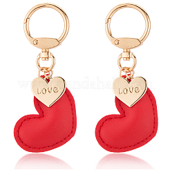 2Pcs Minimalist Leather Heart Earphone Case Keychain Bag Backpack Pendant Car Purse Keyring Charm&nbsp;KEYC-CL0001-60