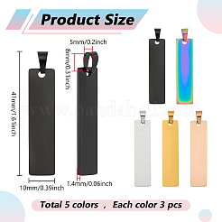 15Pcs 5 Colors 304 Stainless Steel Pendants&nbsp;STAS-ME0002-04