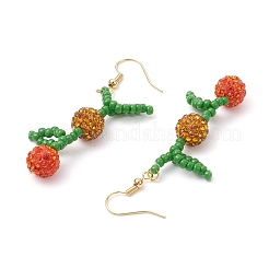 3 Pairs Fruit Pave Disco Ball Beads Dangle Earrings&nbsp;EJEW-TA00632