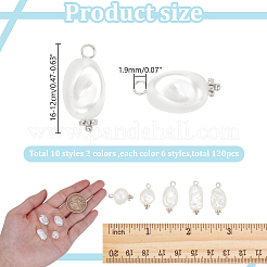 120Pcs 2 Colors 10 Styles ABS Plastic Imitation Pearl Pendabts&nbsp;PALLOY-AR00022