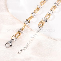 8MM Two Tone 304 Stainless Textured Oval Link Chain Necklaces&nbsp;SA-CBA725A-26GP