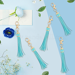 10Pcs Imitation Leather with Light Gold Alloy Clasps Tassel Big Pendants Decorations&nbsp;AJEW-CL0003-14D