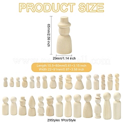29Pcs 29 Styles Unfinished Schima Wood Puppet&nbsp;WOOD-CJ0002-53