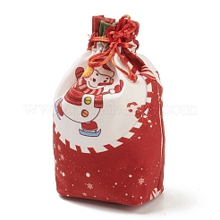 Christmas Theme Rectangle Cloth Bags with Jute Cord&nbsp;ABAG-P008-01B