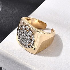 Brass Micro Pave Clear Cubic Zirconia Cuff Rings&nbsp;RJEW-H262-05G