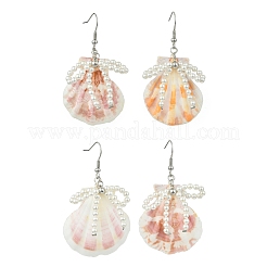 Natural Scallop Shell Dangle Earrings&nbsp;EJEW-TA00813
