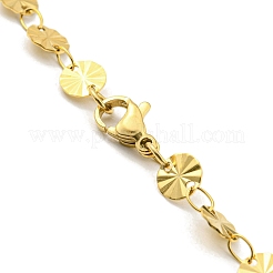 Ion Plating(IP) 304 Stainless Steel Flat Round Link Chain Necklaces&nbsp;NJEW-P285-07G