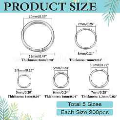 1000Pcs 5 Style 304 Stainless Steel Split Rings&nbsp;STAS-ME0002-63
