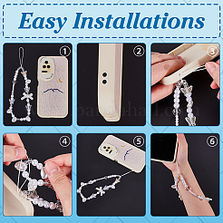2Pcs Acrylic Imitation Pearl & Glass & Alloy Mobile Straps&nbsp;HJEW-FG00032