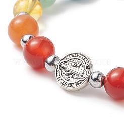 Natural & Synthetic Mixed Gemstone Beaded Stretch Bracelet&nbsp;BJEW-JB09257