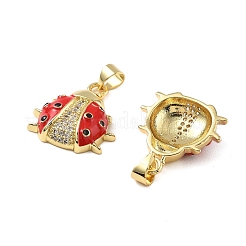 Brass Micro Pave Clear Cubic Zirconia Pendants&nbsp;KK-R229-03G