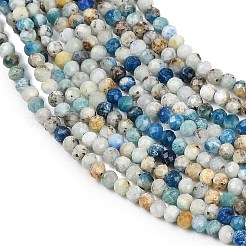 Natural Blue Azurite in Calcite Beads Strands&nbsp;X-G-P618-3mm-01