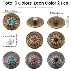 12Pcs 6 Colors Alloy Decorative Rivets&nbsp;BUTT-GF0004-21