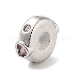 Valentine's Day Brass Micro Pave Clear Cubic Zirconia Beads&nbsp;LS-KK-K361-06P