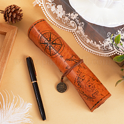 Map & Compass Pattern Leather Pen Bag&nbsp;AJEW-WH0348-59