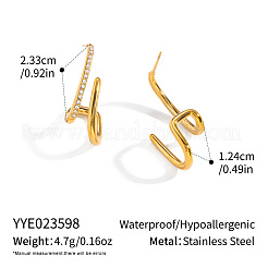 Irregular Line 304 Stainless Steel Rhinestone Stud Earrings for Women&nbsp;OL5482