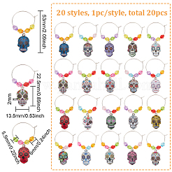 Alloy Enamel Sugar Skull Wine Glass Charms&nbsp;AJEW-PH01534