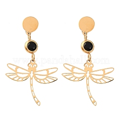 304 Stainless Steel Dragonfly Dangle Stud Earrings&nbsp;EJEW-F393-07G