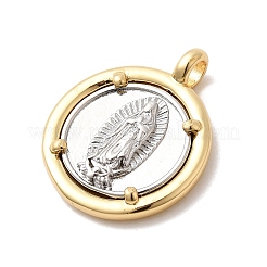 Flat Round with Virgin Mary Charms Brass Pendants&nbsp;KK-H529-29GP