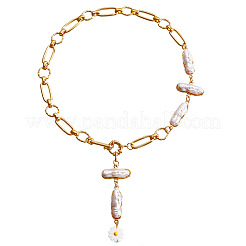 Alloy & Imitation Keshi Pearl Stick Pendant Necklaces for Women&nbsp;FS-WG12CEA-01