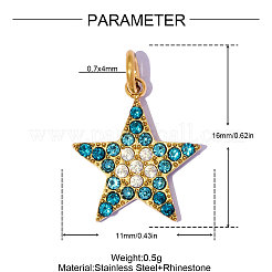 304 Stainless Steel with Sapphire Rhinestone Pendants&nbsp;RB-OY001-35G