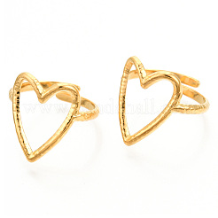 Ion Plating(IP) 304 Stainless Steel Heart Cuff Ring&nbsp;X-RJEW-N038-123LG