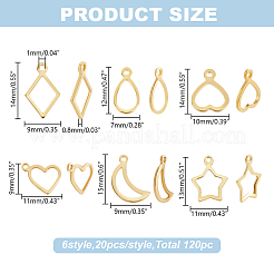 120Pcs 6 Styles 304 Stainless Steel Open Pendants&nbsp;STAS-AR0002-58G