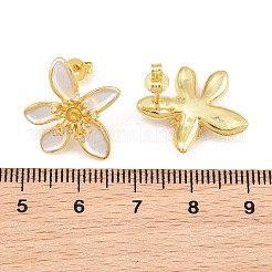 Brass Micro Pave Cubic Zirconia Stud Earring Findings&nbsp;CU-CBAA5EE-04G-03