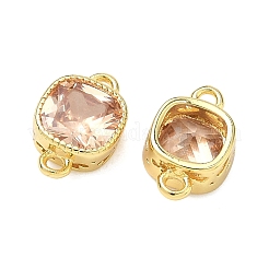 Brass Pave Cubic Zirconia Square Connector Charms&nbsp;KK-P348-06G
