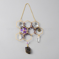 Nuggets Natural Amethyst & Glass Window Hanging Decoration&nbsp;AJEW-WH0413-18A