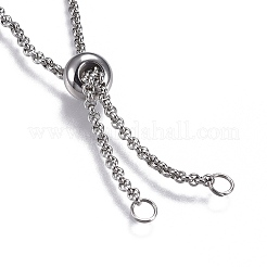 Non-Tarnish Adjustable 304 Stainless Steel Rolo Chains Slider Bracelet&nbsp;BJEW-L653-003P-B