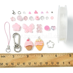 Glass with Transparent Acrylic Beads for DIY Mobile Phone Chain Making Kit&nbsp;DIY-FS0006-74A