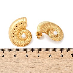 304 Stainless Steel Shell Pearl Stud Earrings&nbsp;X-EJEW-G423-22G