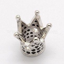 Crown Brass Micro Pave Cubic Zirconia Beads&nbsp;ZIRC-P013-02P-FF