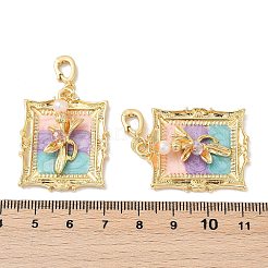 Brass Random Color Glass Pendants&nbsp;KK-Q030-05A-G