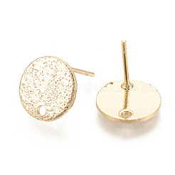 Hammered Brass Stud Earring Findings&nbsp;X-KK-S345-202G