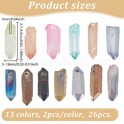 26Pcs 13 Colors Electroplated Natural Quartz Crystal Beads&nbsp;G-NB0005-91